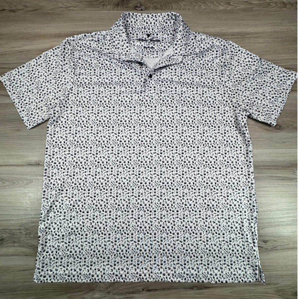 Birdie Threads The Bartender Golf Polo Shirt Mens Medium Cocktail Print Stretch